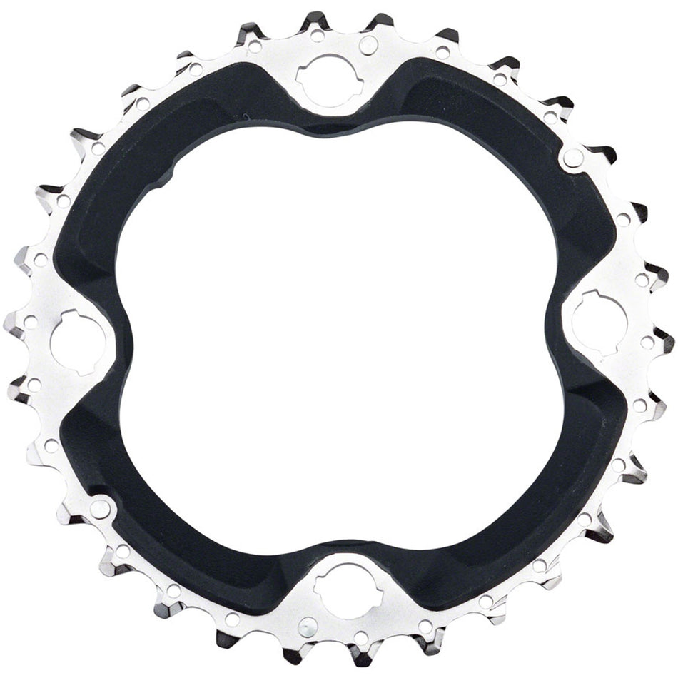 Shimano Deore M6000 10-speed chainring with black finish, designed for mountain bike cranksets and optimal gear shifting.