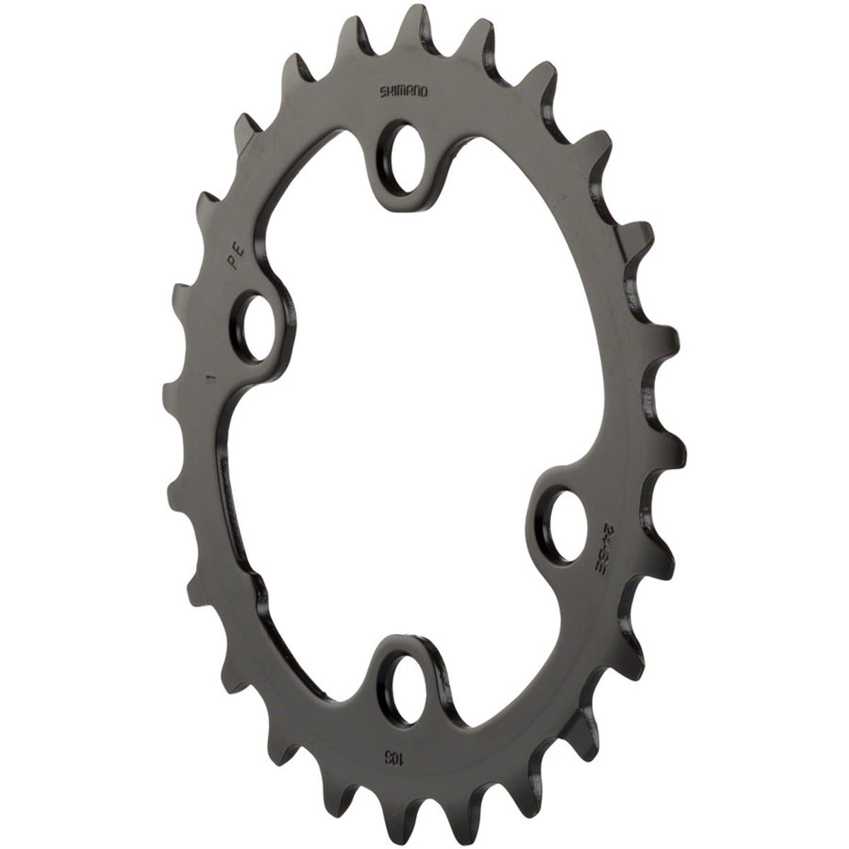 Shimano Deore M6000 10-speed chainring, black metal bike component with bolt holes for mountain bike drivetrain.