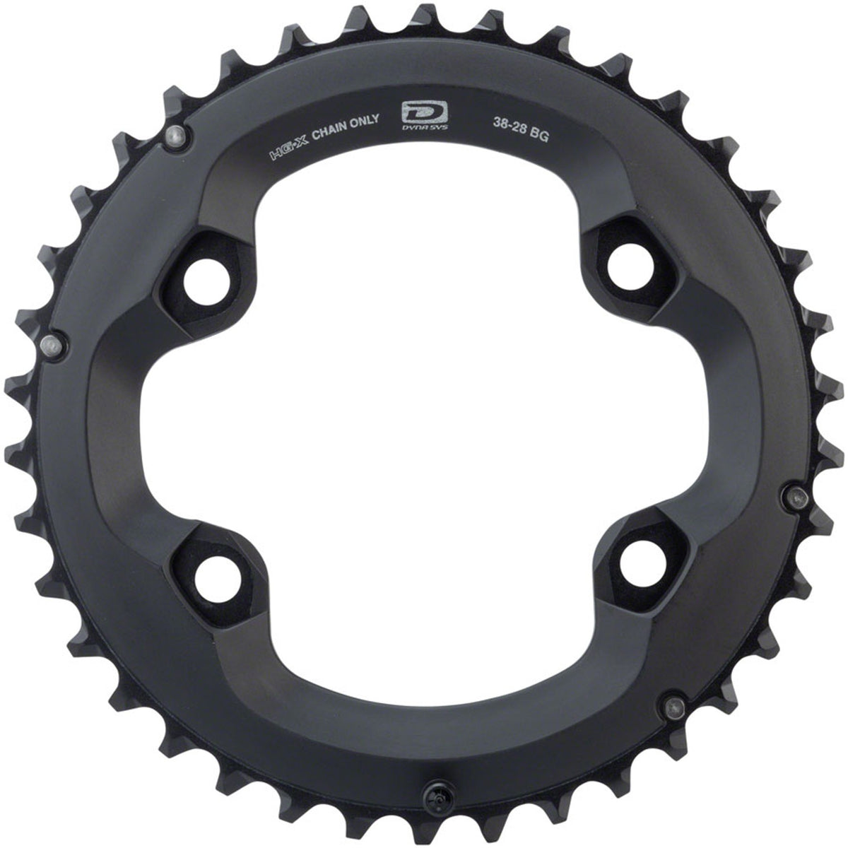 Shimano Deore M6000 10-speed chainring with black finish, designed for mountain bike cranksets and compatible with Shimano drivetrains.