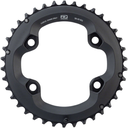 Shimano Deore M6000 10-speed chainring with black finish, designed for mountain bike cranksets and compatible with Shimano drivetrains.
