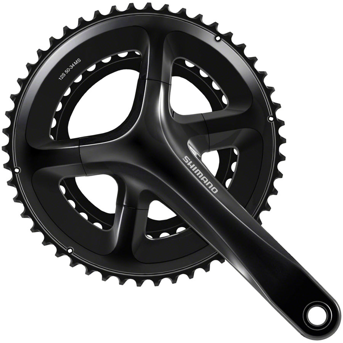 Shimano 105 FC-RS520 crankset with double chainrings and crank arms, designed for road bikes and efficient pedaling performance.
