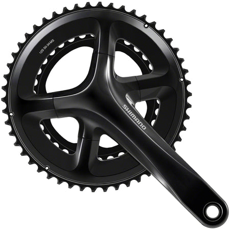 Shimano 105 FC-RS520 crankset with double chainrings and crank arms, designed for road bikes and efficient pedaling performance.