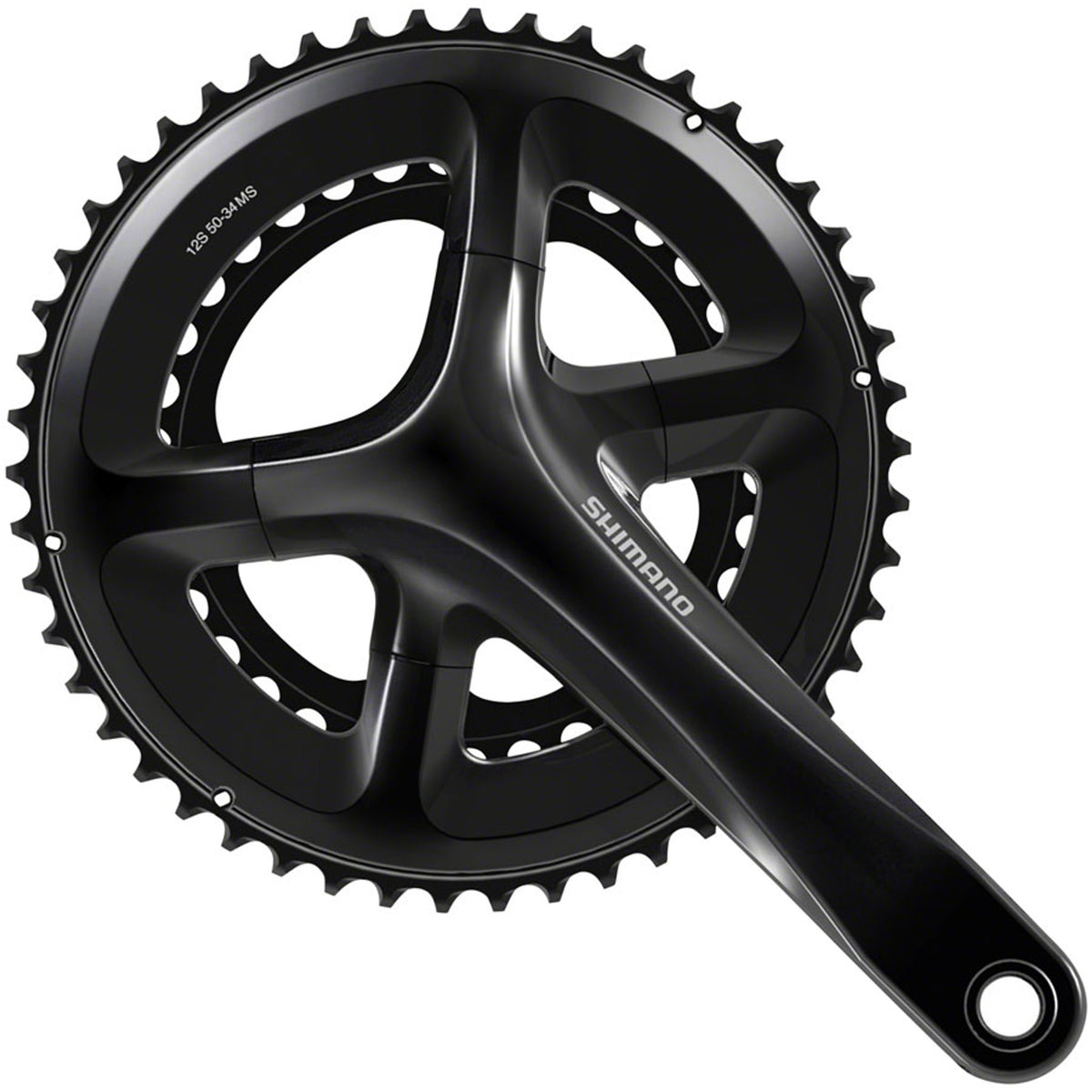 Shimano 105 FC-RS520 crankset with double chainrings and crank arms, suitable for road bikes, shown in the image.