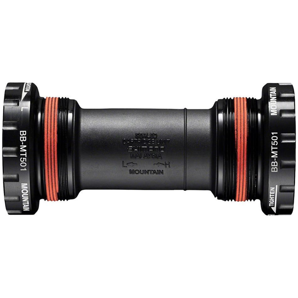 Shimano BB-MT501 Hollowtech II bottom bracket with sealed bearings for smooth rotation and efficient drive on bicycle cranksets.