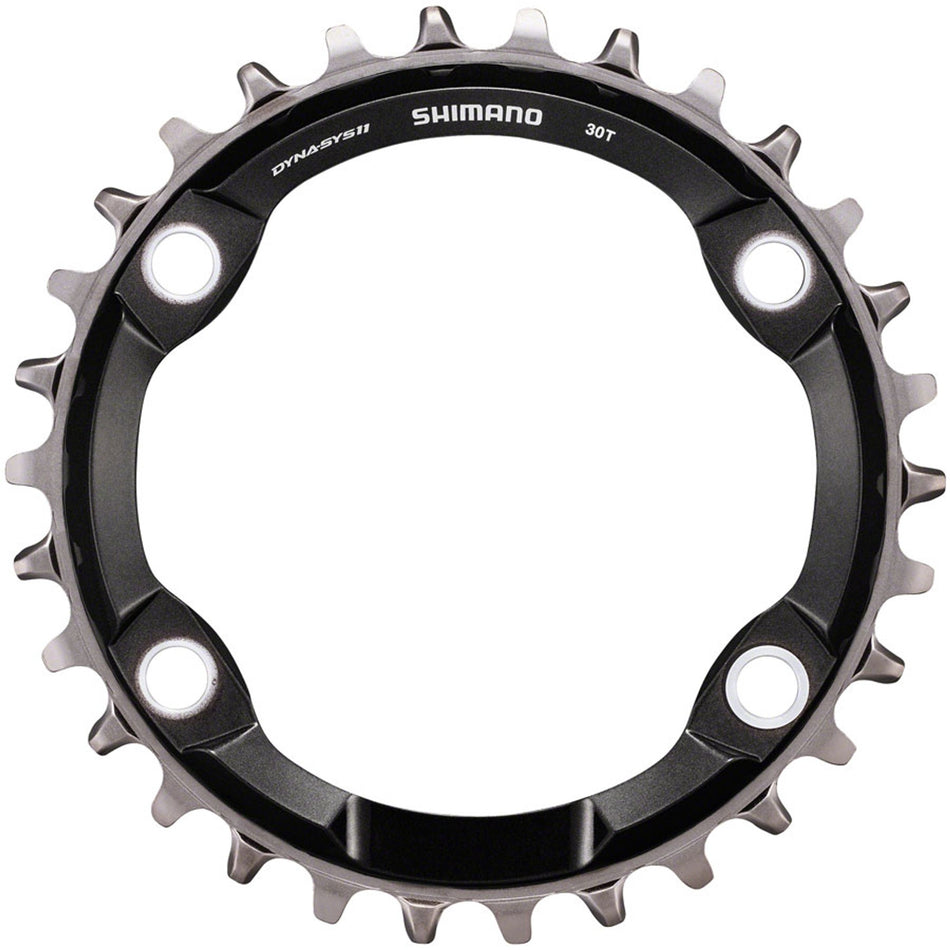 Shimano XT CRM80 1x11 chainrings and spider set for mountain bike drivetrain, with black finish and detailed teeth design.