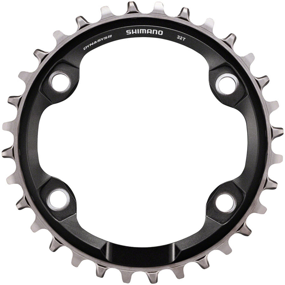 Shimano XT CRM80 1x11 chainrings and spider set for mountain bike cranksets, showing black anodized finish and bolt holes.