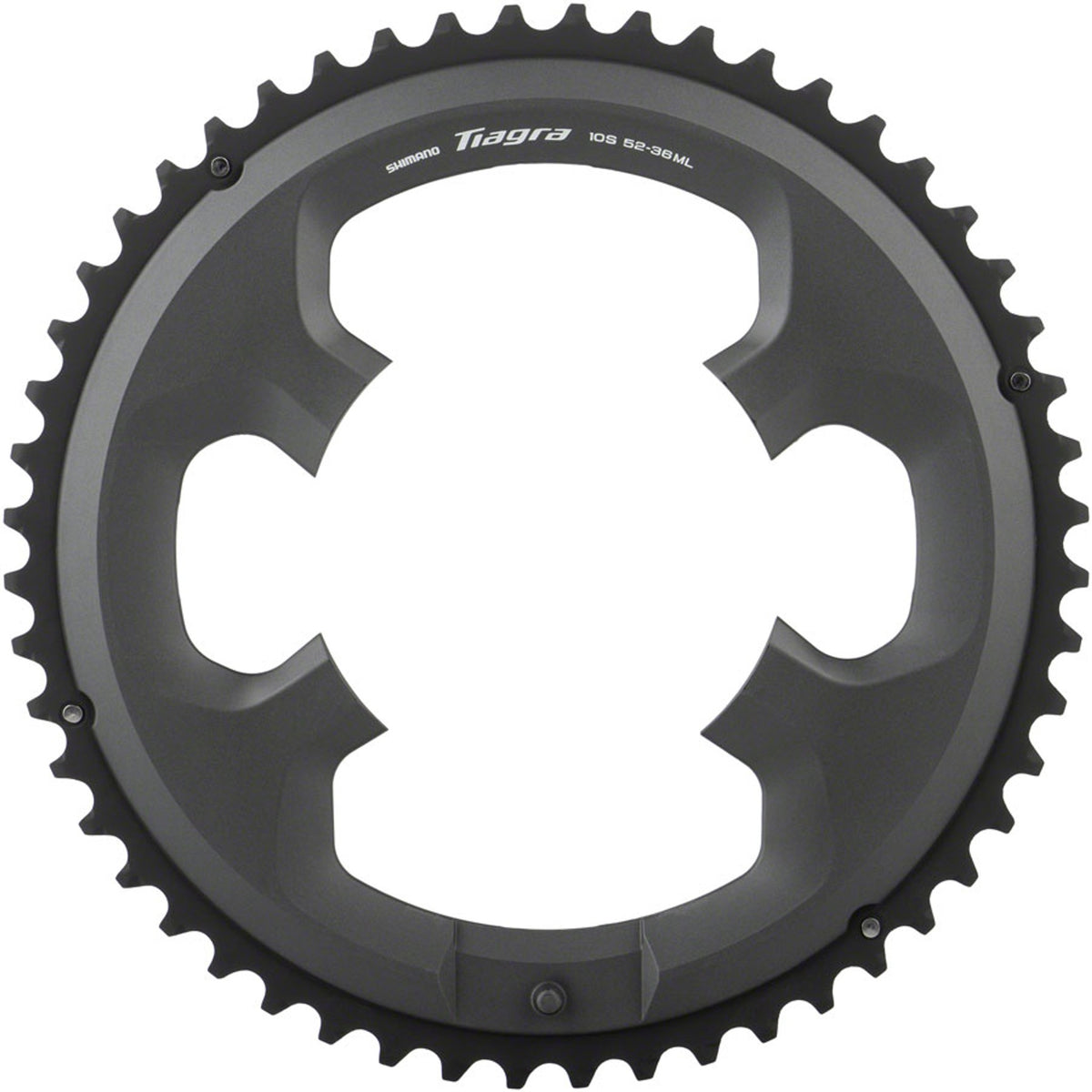 Shimano Tiagra 4700 10-speed chainrings and spider set, black metal bike chainring with teeth for road cycling.