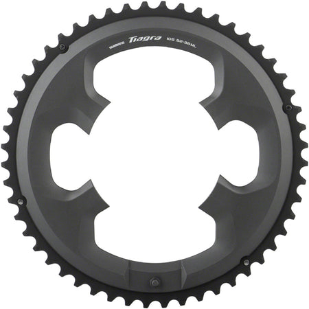 Shimano Tiagra 4700 10-speed chainrings and spider set, black metal bike chainring with teeth for road cycling.