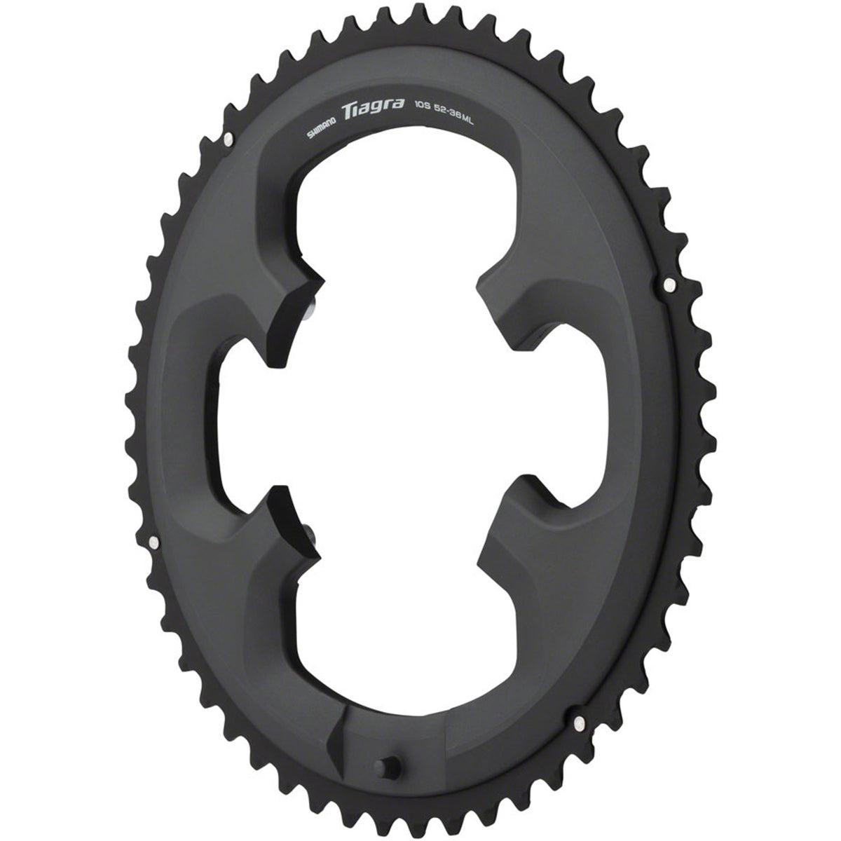 Shimano Tiagra 4700 10-speed chainrings with spider, silver metal bike drivetrain component for road cycling.