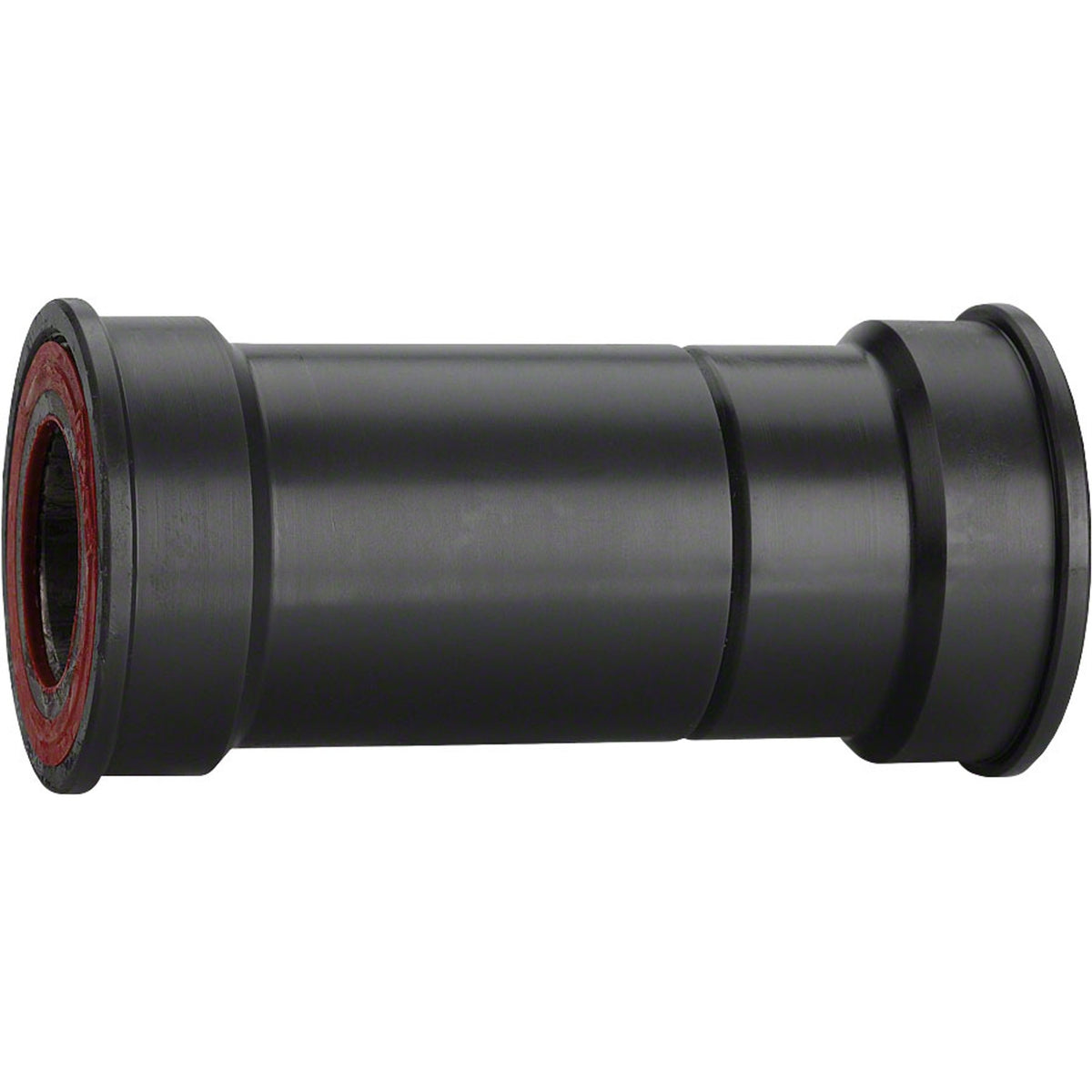 Black SRAM non-threaded bottom bracket installed in a bicycle frame, showcasing durable metal construction for smooth pedaling performance.