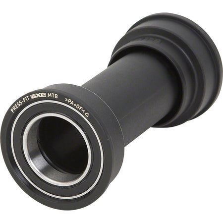 Black SRAM non-threaded bottom bracket for bicycles, showing the smooth, cylindrical design and installation interface.