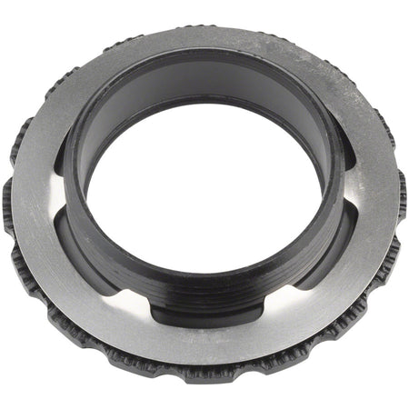 Shimano direct mount lockring for cranksets, shown in image CR2524-01, made of metal with threading for secure attachment.