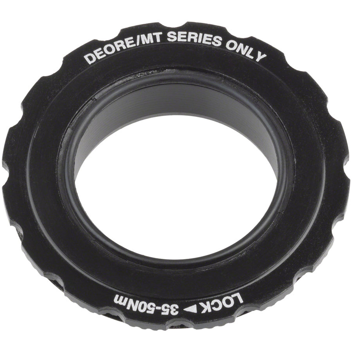Shimano direct mount lockring for cranksets, shown in the image, used to secure the crank component assembly.