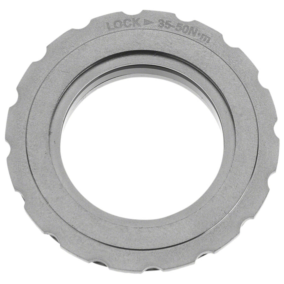 Shimano Direct Mount Lockring for cranksets, shown in the image, designed to secure chainrings on Shimano cranksets.