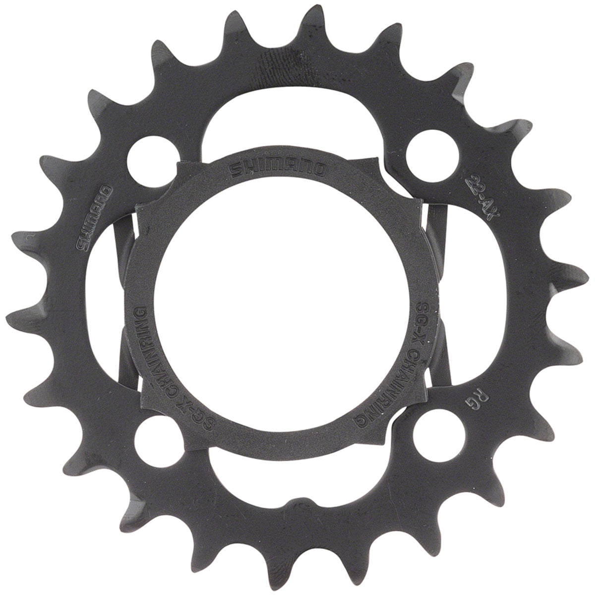 Shimano Alivio FC-M4000 chainrings and spider set for crankset, metal bike chainrings with bolt holes for mounting.