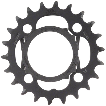 Shimano Alivio FC-M4000 chainrings and spider set for crankset, metal bike chainrings with bolt holes for mounting.