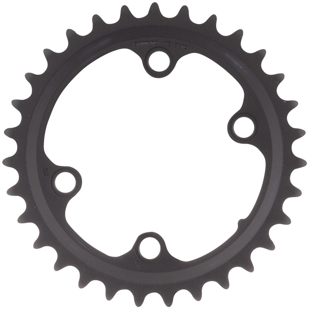 Shimano RX810 11-speed chainrings and spider set, black metal cycling component for mountain bike drivetrain.