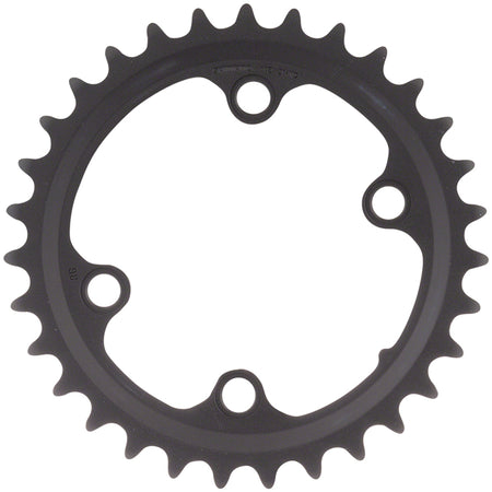 Shimano RX810 11-speed chainrings and spider set, black metal cycling component for mountain bike drivetrain.