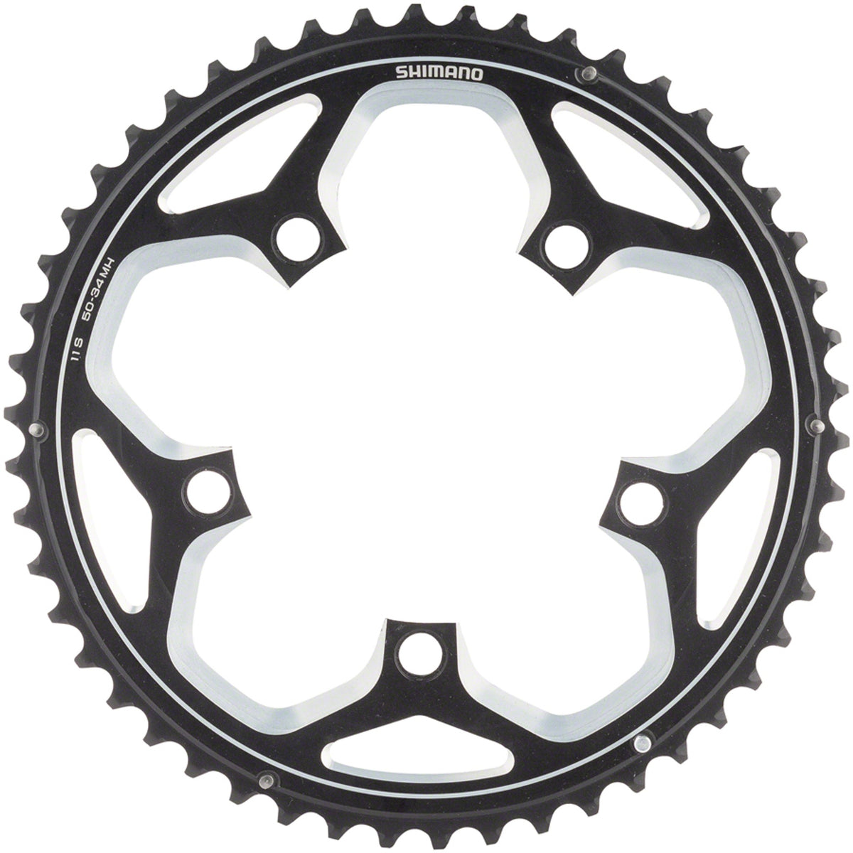 Shimano RS500 11-speed chainrings for mountain bike cranksets, featuring durable steel construction and precise gear shifting.