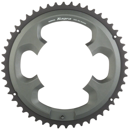 Shimano Tiagra 4700 10-speed chainrings with spider mounts, designed for road bike cranksets, shown in close-up view.