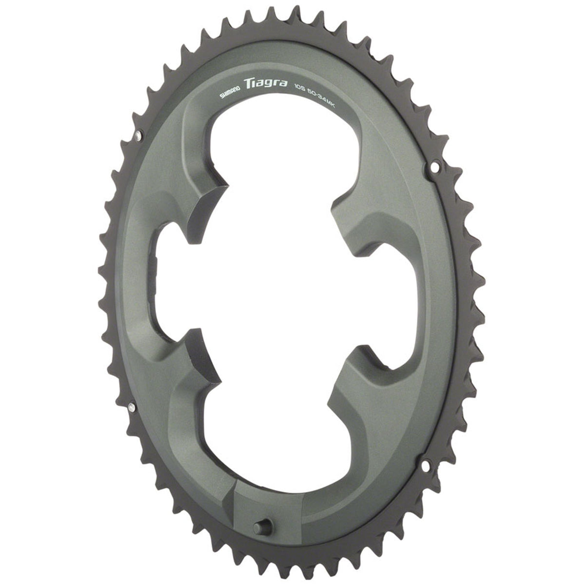 Shimano Tiagra 4700 10-speed chainrings and spider set for road bike cranksets, shown in black with mounting holes.