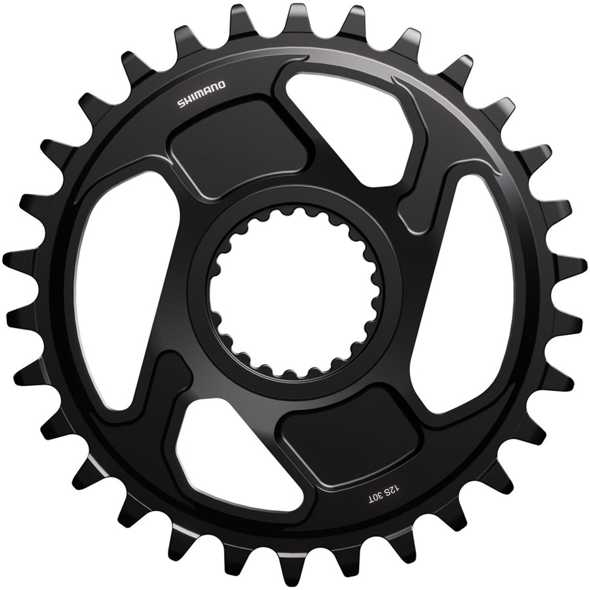 Shimano Deore XT SM-CRM86 direct mount chainring for mountain bike cranksets, shown with bolt holes and gear teeth.