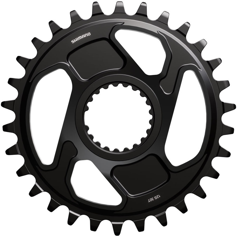 Shimano Deore XT SM-CRM86 direct mount chainring for mountain bike cranksets, shown with bolt holes and gear teeth.
