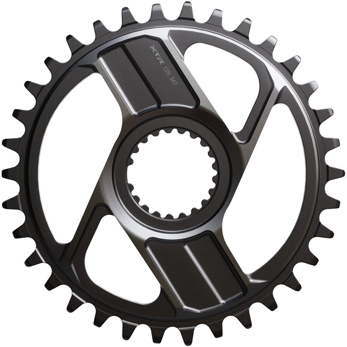 Shimano XTR SM-CRM96 direct mount chainring for mountain bike cranksets, showing the black metal ring with bolt holes.