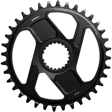 Shimano Deore XT SM-CRM86 direct mount chainring for mountain bike cranksets, with black finish and bolt holes for installation.