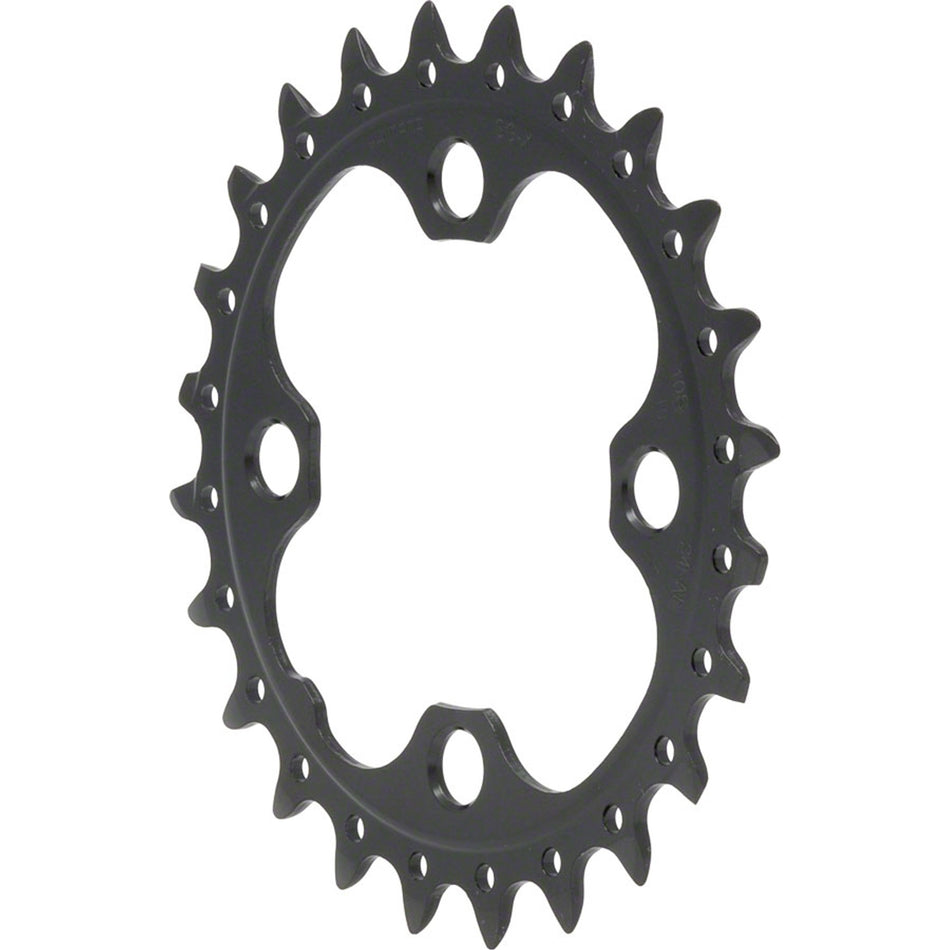 Shimano SLX M660 10-speed chainrings and spider set for mountain bike drivetrain, shown in black with gear teeth detail.