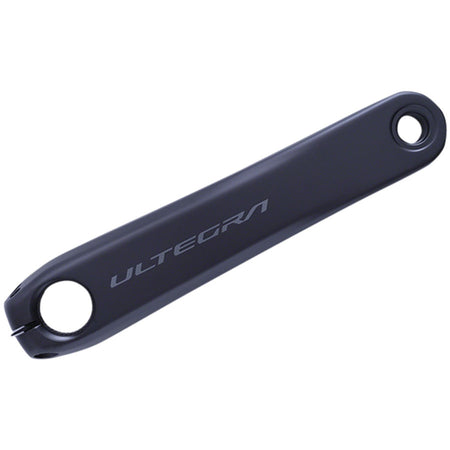 Shimano Ultegra FC-R8100 left crank arm for road bike cranksets, shown in black with detailed design.