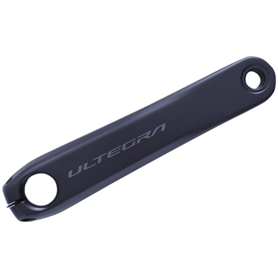 Shimano Ultegra FC-R8100 left crank arm for road bike cranksets, shown in black with detailed design.