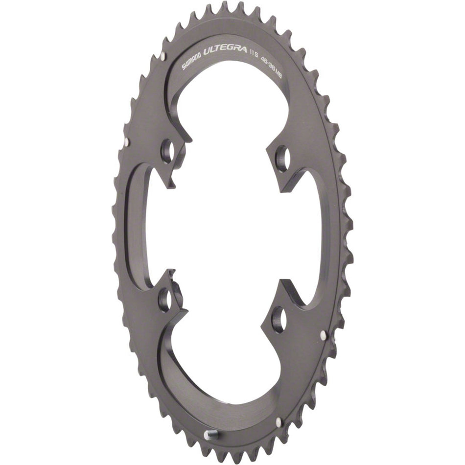 Shimano Ultegra 6800 11-speed chainrings and spider set, black metal bike drivetrain components with teeth and mounting holes.