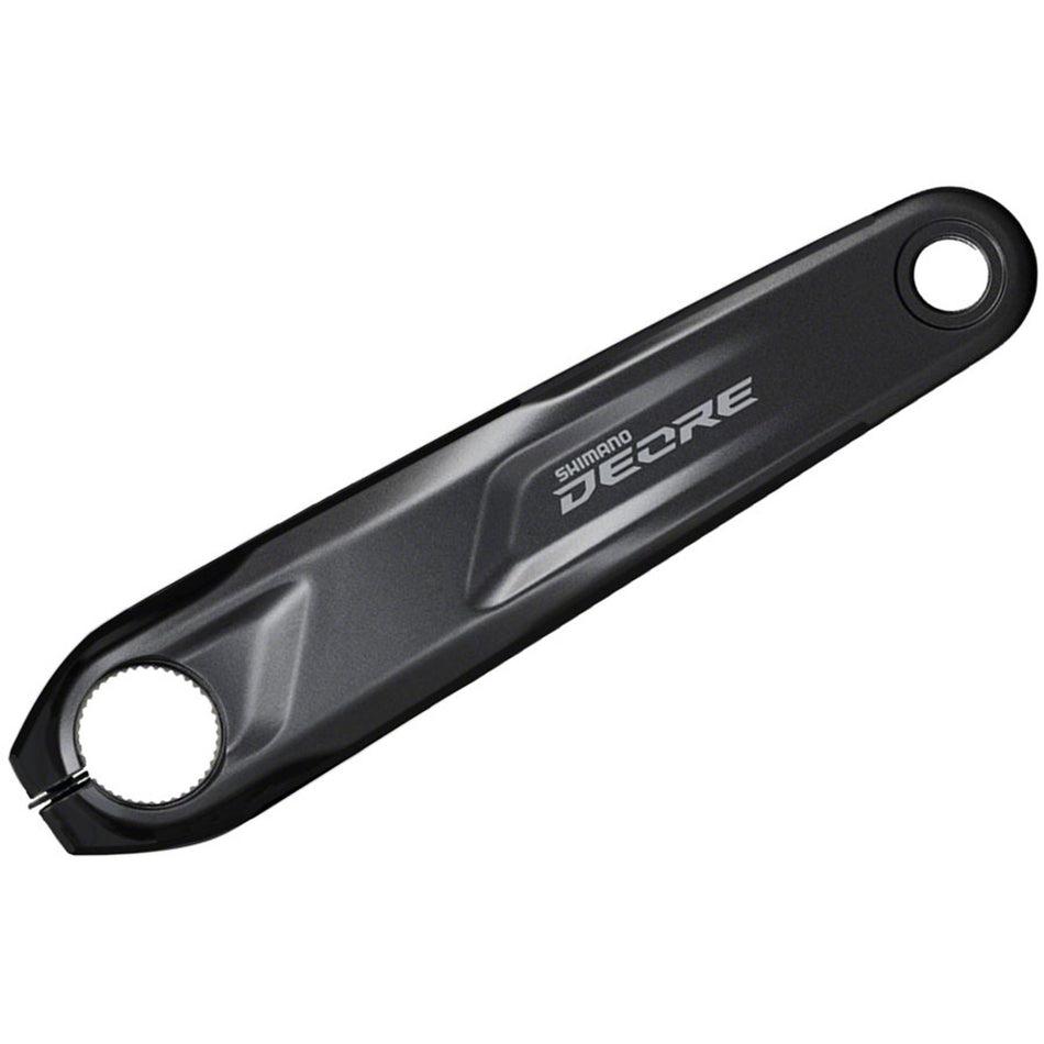 Shimano Deore FC-M6000 left crank arm for mountain bike cranksets, black metal with Shimano branding.