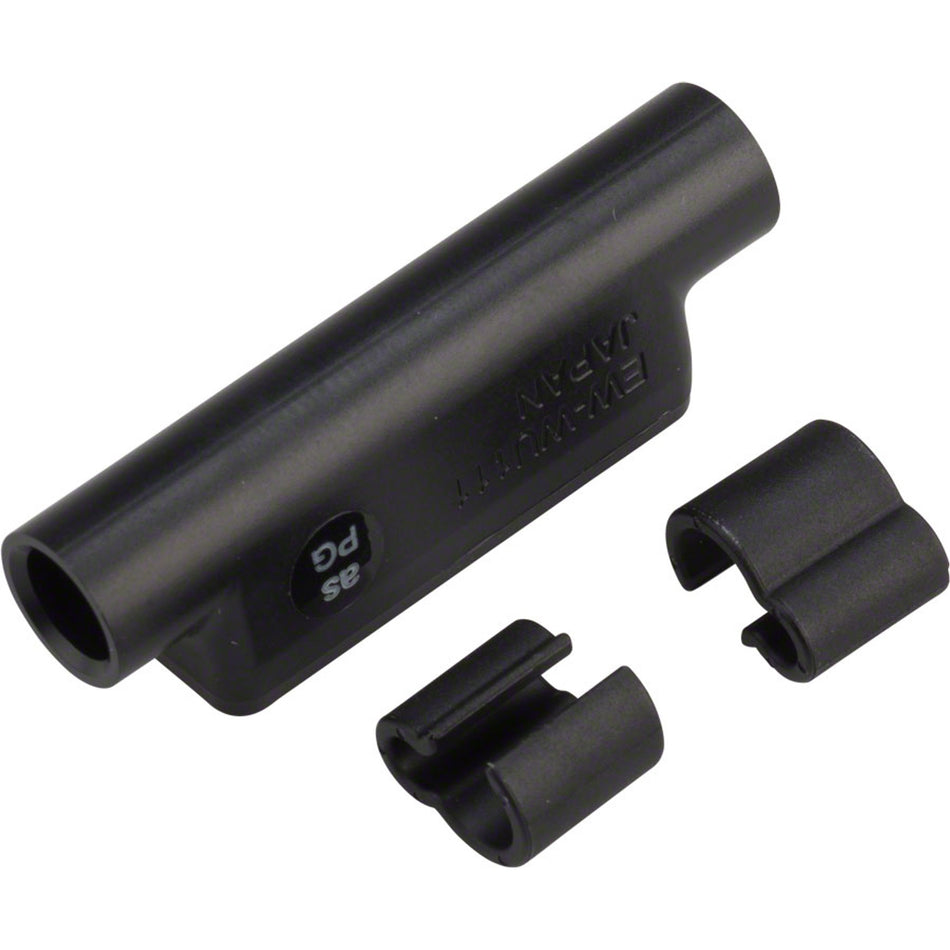 Shimano Di2 wireless transmitter for electronic shifters, shown on a bicycle handlebar with buttons and LED indicators.