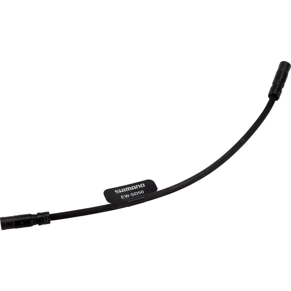 Shimano E-Tube wires and connectors for electronic shifters, showing close-up of the cables and connection points.