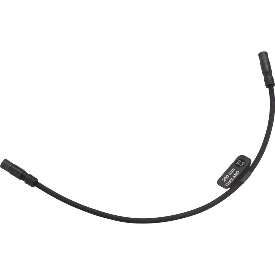 Shimano E-Tube wires and connectors for electronic shifters, showing various cables and connection components on a white background.