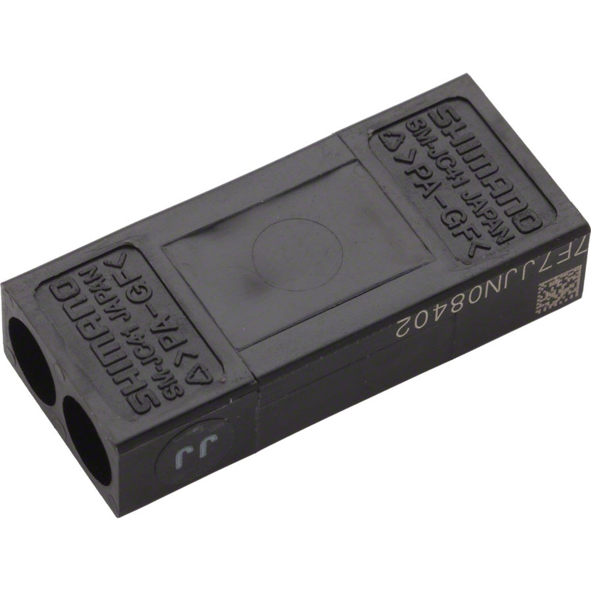 Shimano Di2 frame junction box for electronic shifters, mounted on a bicycle frame, with connection ports visible.