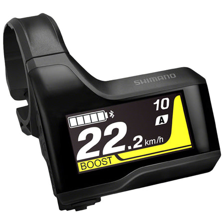 Shimano Steps Ebike head unit display and remote control system for electric bicycles, showing screen and buttons.