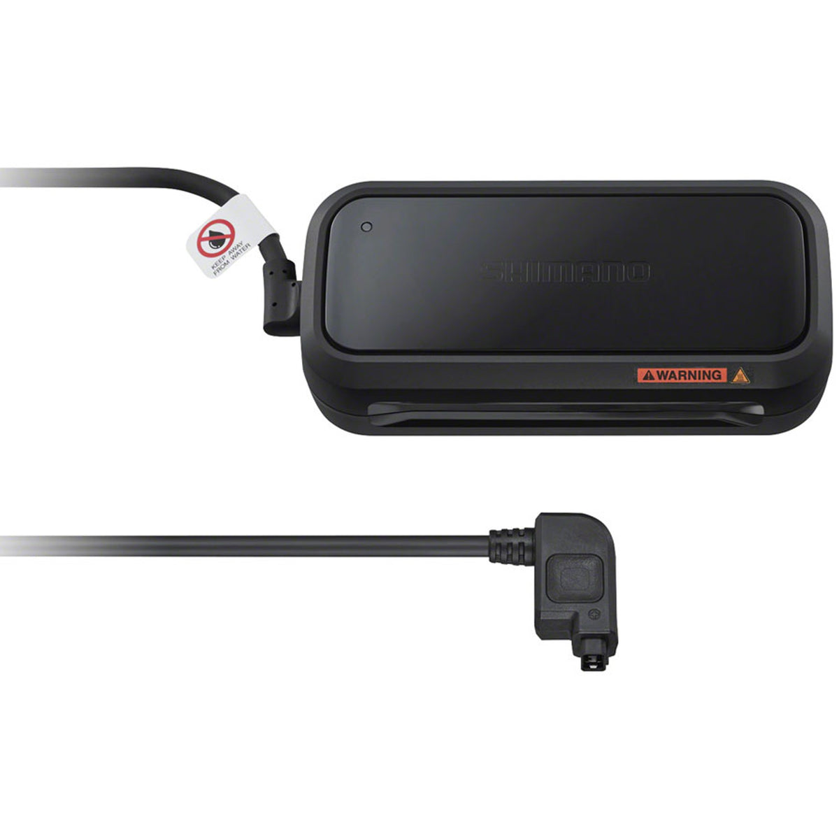 Shimano Steps eBike battery charger connected to a charging port, designed for efficient power recharge of Shimano eBike batteries.