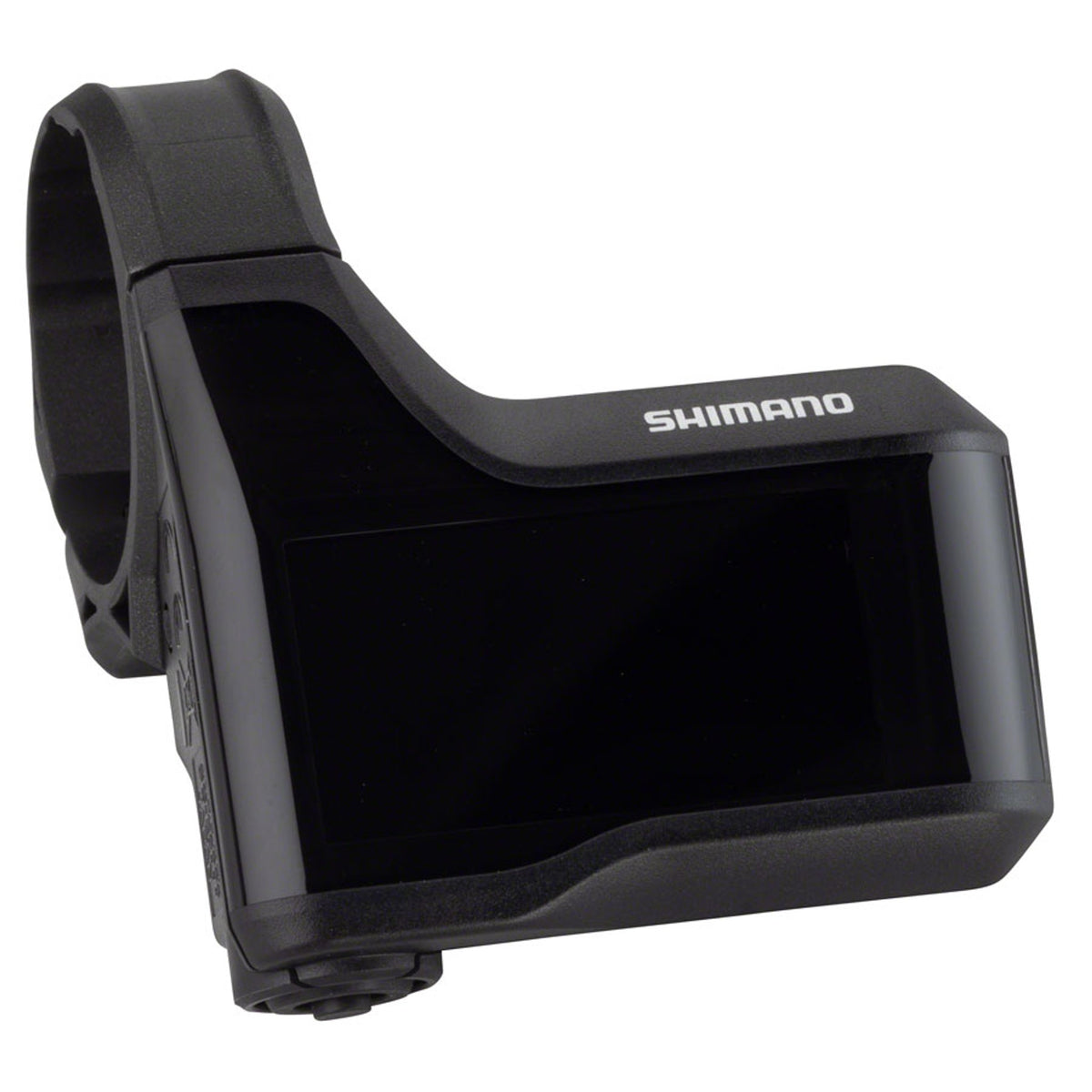 Shimano Steps SC-E8000 display with clamps for 31.8mm and 35.0mm handlebars, showing the control unit and mounting hardware.