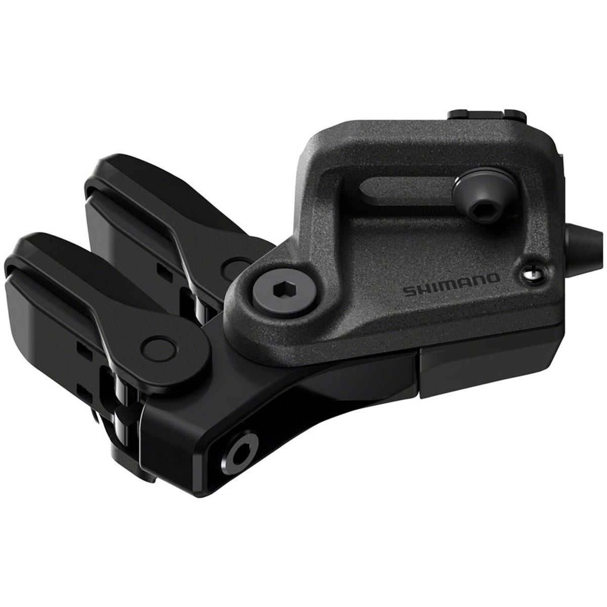 Shimano Deore XT SW-M8150 switch display and remote for mountain bike gear shifting, showing buttons and LCD screen.