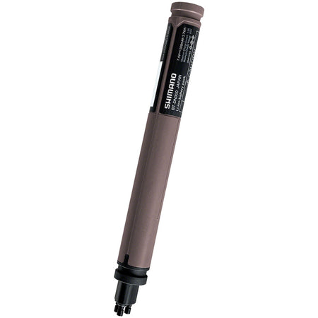 Shimano Di2 electronic shifter battery, compact rechargeable power source for electronic shifting systems, shown in black.