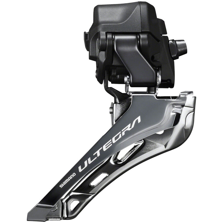 Shimano Ultegra FD-R8150 front derailleur for road bikes, showing the sleek design and mounting hardware.