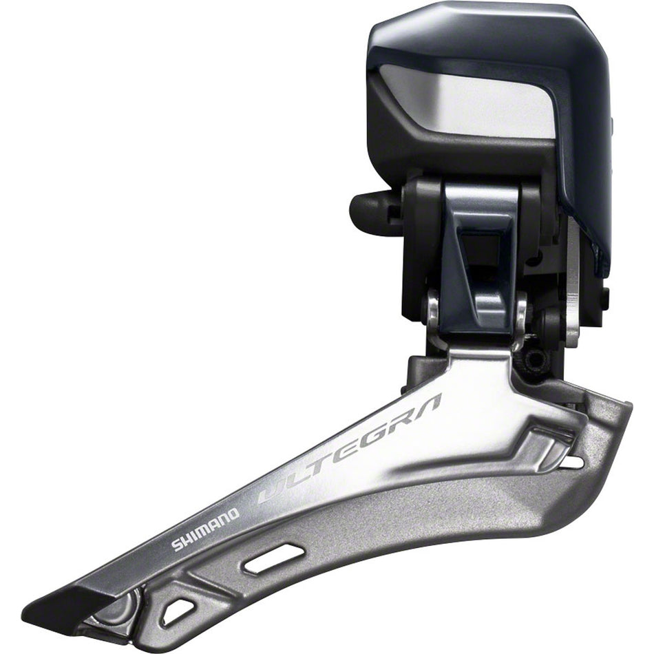 Shimano Ultegra FD-R8050 front derailleur mounted on bike, showing precise mechanical components and sleek design.