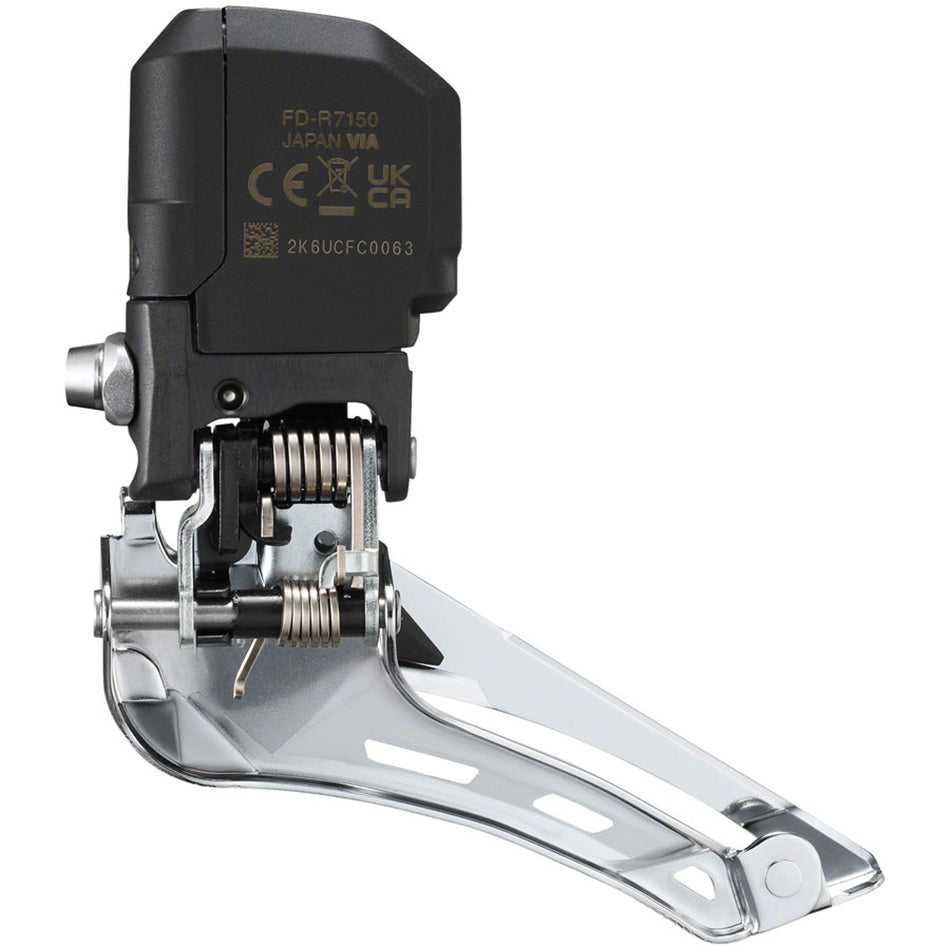 Shimano 105 Di2 front derailleur FD-R7150 with precise shifting, featuring full- and semi-synchronized modes, shown in the image.