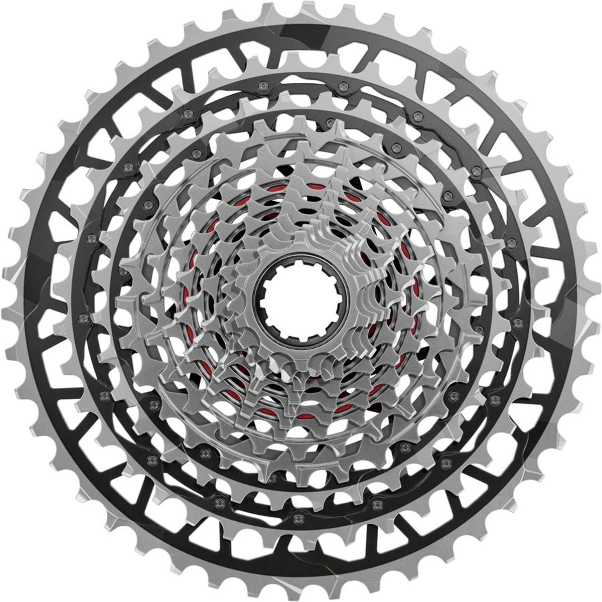 SRAM RED XPLR XG-1391 13-speed cassette with black cogs and branding, designed for high-performance mountain biking and gravel riding.