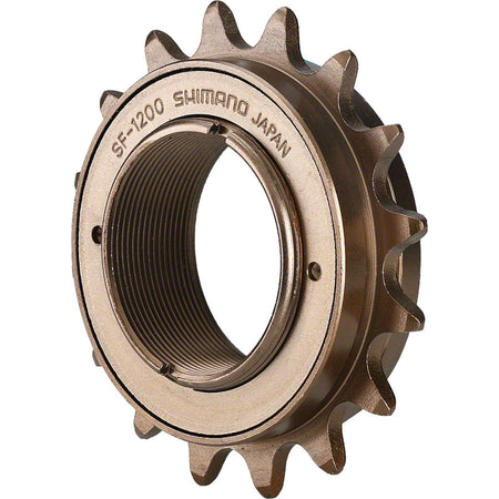 Shimano SF-1200 freewheel cassette and cog set with multiple gears, designed for bicycle drivetrain compatibility.