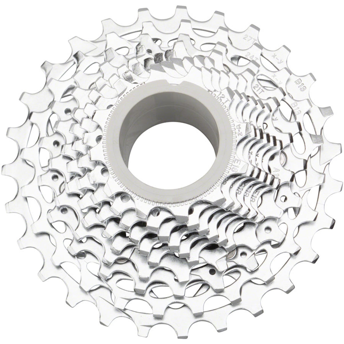 Silver SRAM PG-1050 10-speed bicycle cassette with multiple gears, designed for smooth shifting and durable performance.