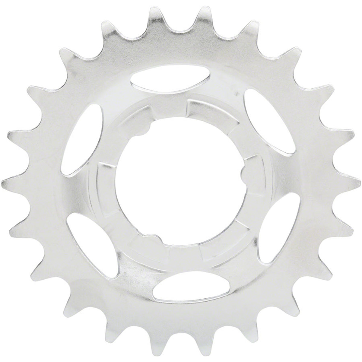 Shimano Nexus and Alfine hub cogs, bicycle hub parts, close-up view showing gear teeth and metal finish.